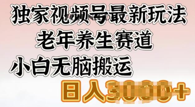 28de1173ab31cd5 独家视频号最新玩法,老年养生赛道,小白无脑搬运,日入多张