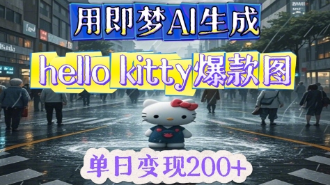 2205b4b3b185a03 用即梦AI生成Hello Kitty爆款图,单日变现200+