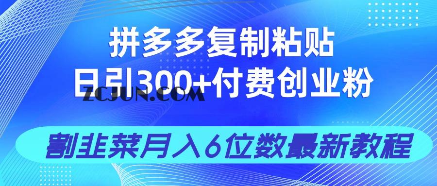 f77b208966e776d 拼多多复制粘贴日引300+付费创业粉,割韭菜月入6位数最新教程