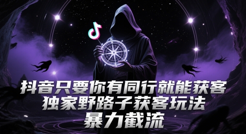 1cb8bb5120f2cad 抖音只要你有同行就能获客,独家野路子获客玩法,暴力截流