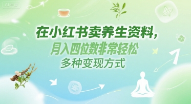 0d39eb651471d3b 在小红书卖养生资料,月入四位数非常轻松,多种变现方式