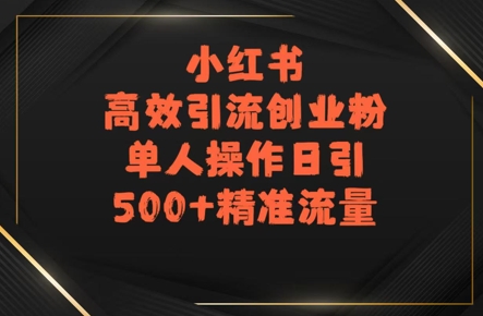 0b96647f9a20309 小红书高效引流创业粉,单人操作日引500+精准流量