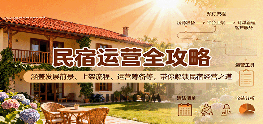 3abf98a7c82a2fa 民宿运营全攻略:涵盖发展前景、上架流程、运营筹备等,带你解锁民宿经营之道