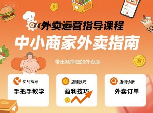 7fc273e45e6cfa3 外卖运营指导课程,中小商家外卖指南,手把手带出能挣钱的外卖店