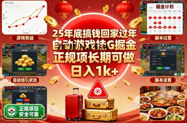 071d4927e8770ef 25年底搞钱回家过年,自动游戏挂G掘金,正规项长期可做,日入1k+