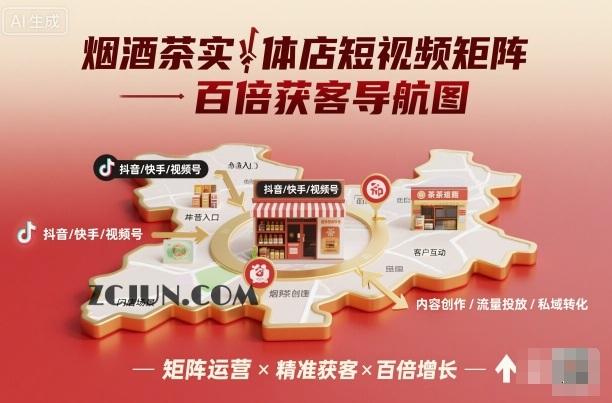 烟酒茶实体店短视频矩阵,百倍获客导航图