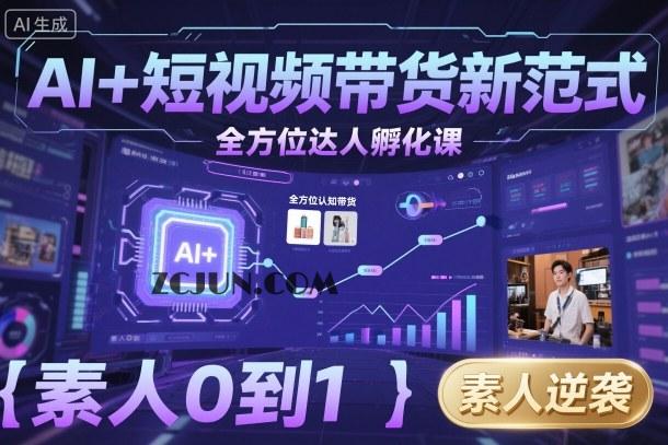 ab9bd3f65d3696b AI+短视频带货新范式全方位达人孵化课,素人也可以从0到1,全方位认知短视频带货