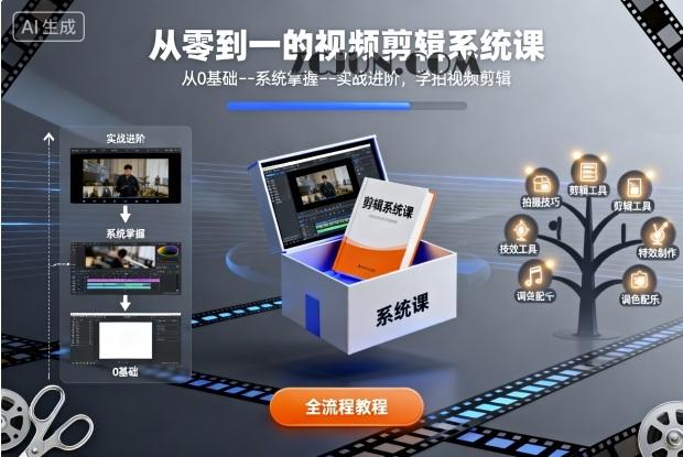 da018aac8db212c 从零到一的视频剪辑系统课,从0基础–系统掌握–实战进阶,学拍视频剪辑