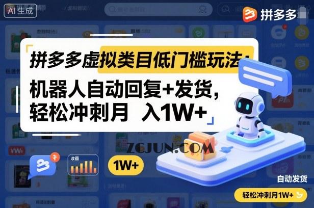 拼多多虚拟类目低门槛玩法:机器人自动回复+发货,轻松冲刺月入1W+