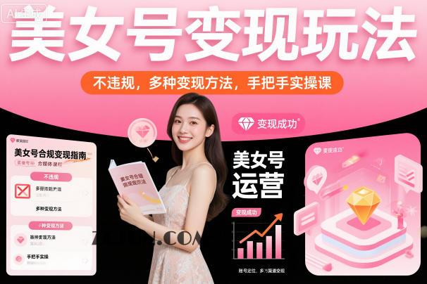 0e768fb0f391e51 美女号变现玩法,不违规,多种变现方法,手把手实操课