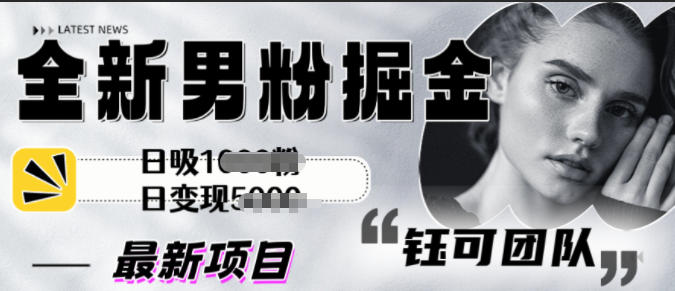 全新男粉掘金思路日吸粉100+,日变现1000+