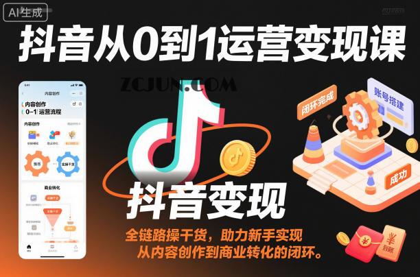 抖音从0到1运营变现课,全链路实操干货,助力新手实现从内容创作到商业转化的闭环