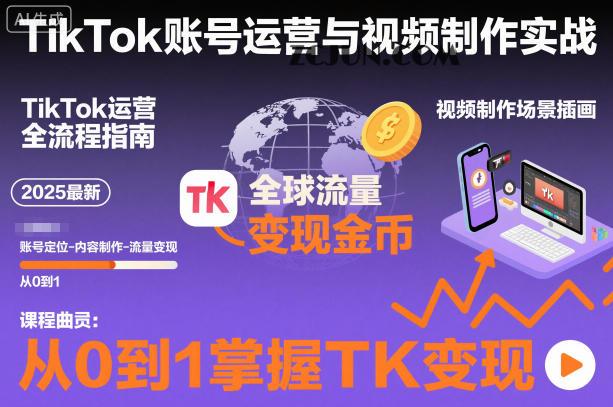 2025最新TikTok账号运营与视频制作实战全流程,从0到1掌握TK变现(含11月最新TK搬运技术)