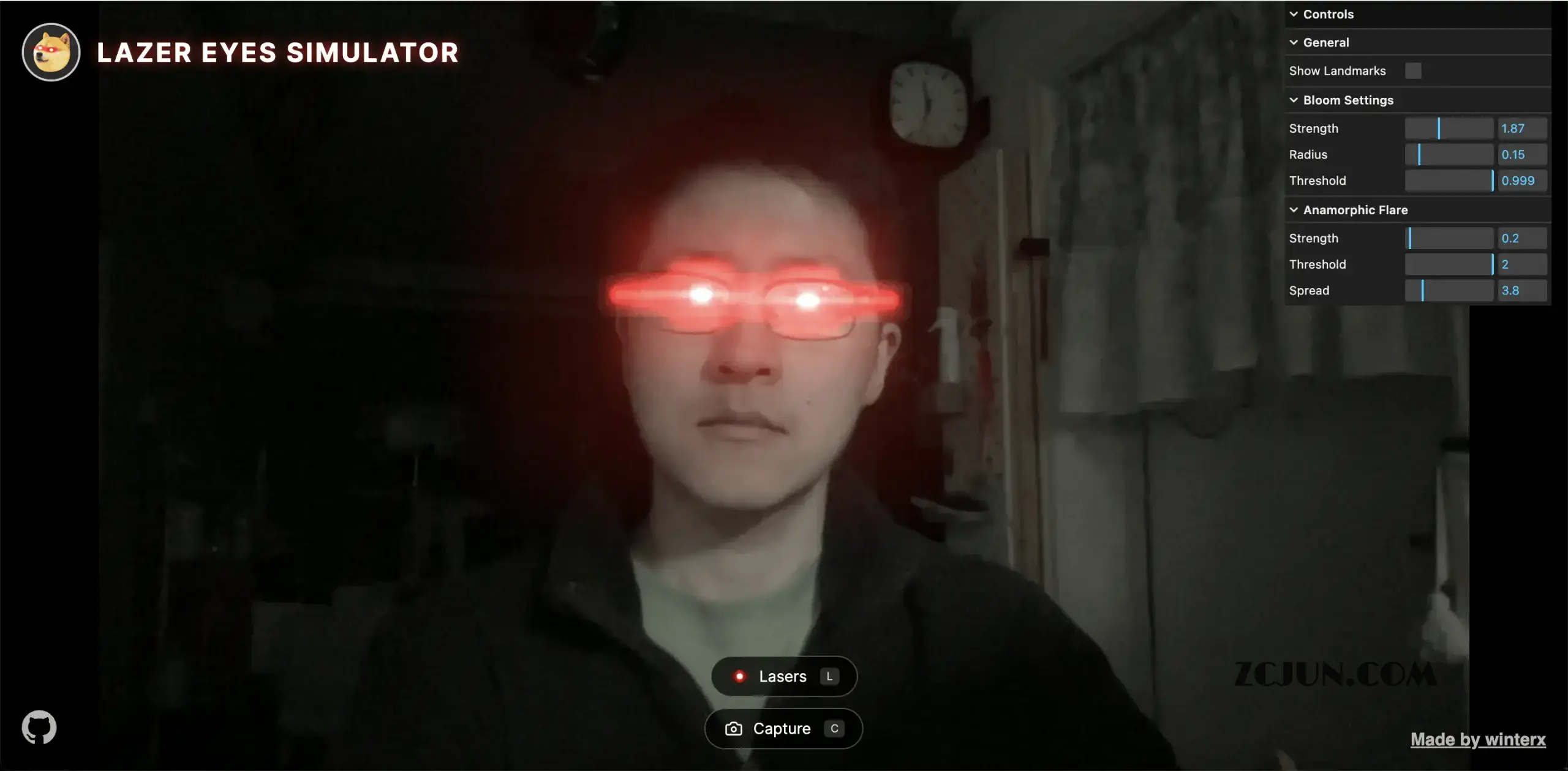 Laser Eyes Simulator:使用 Gemini 3 制作的小玩具,镭射眼生成器,免费,开源