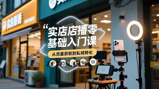 实体店播零基础入门课,实体店+短视频+直播+微信生态+私域社群,从流量获取到私域转化