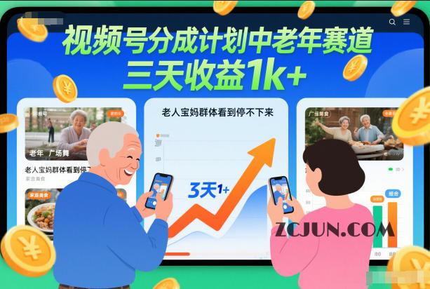 视频号分成计划中老年赛道,三天收益1k+,老人宝妈群体看到停不下来