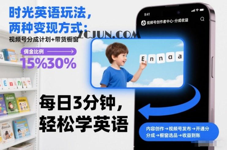 时光英语玩法,两种变现方式:视频号分成计划+带货橱窗