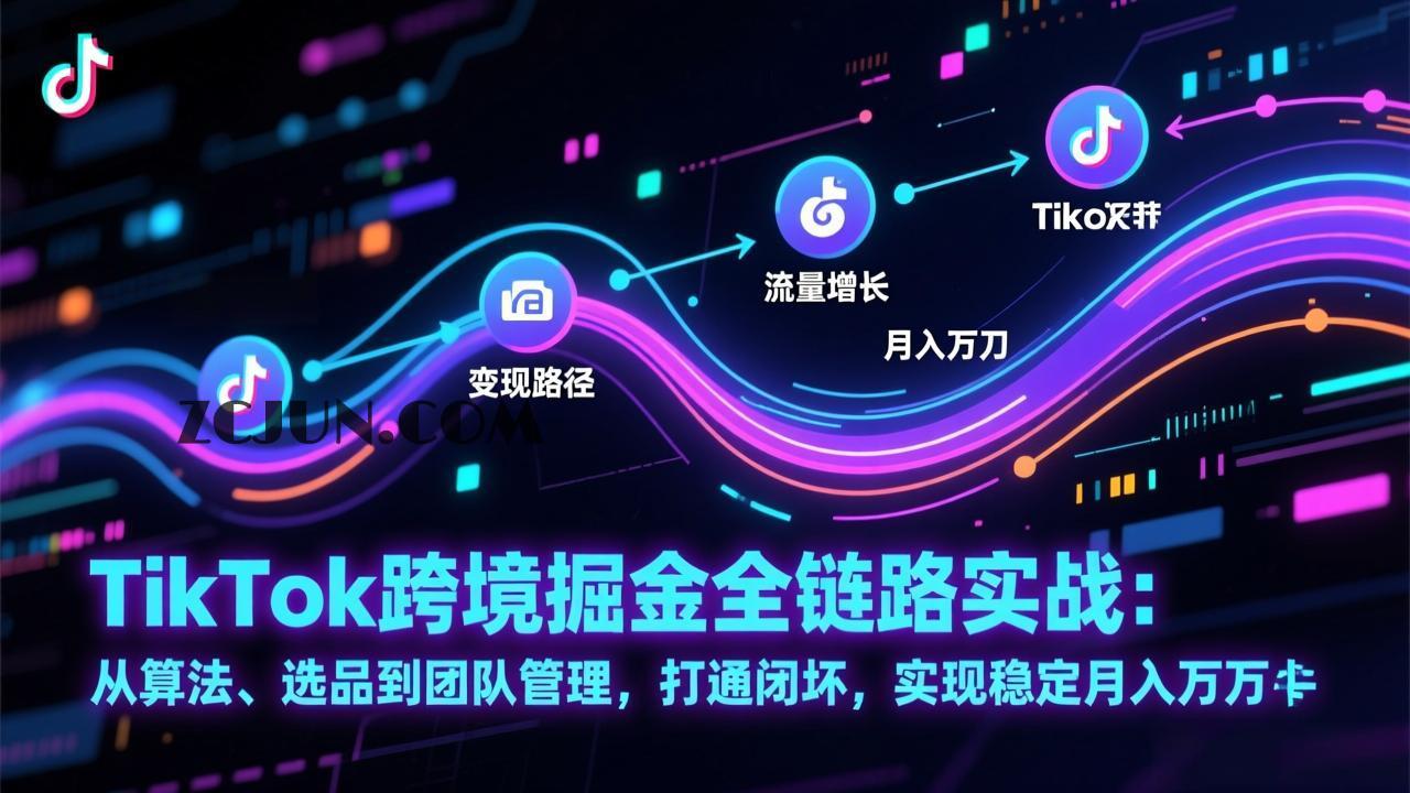 TikTok跨境掘金全链路实战:从算法、选品到团队管理,打通闭环,实现稳定月入万刀