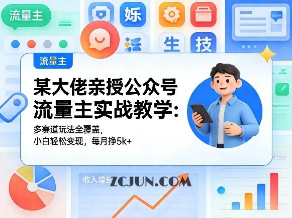 某大佬亲授公众号流量主实战教学:多赛道玩法全覆盖,小白轻松变现,每月多挣5k+