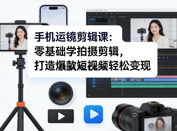 手机运镜剪辑课:零基础学拍摄剪辑,打造爆款短视频轻松变现