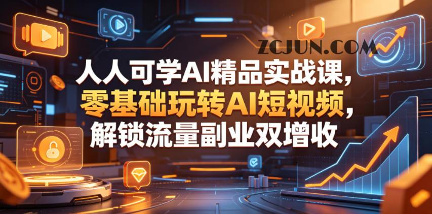 人人可学AI精品实战课,零基础玩转AI短视频,解锁流量副业双增收