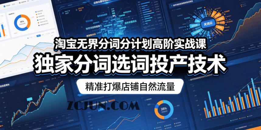 淘宝无界分词分计划高阶实战课,独家分词选词投产技术,精准打爆店铺自然流量