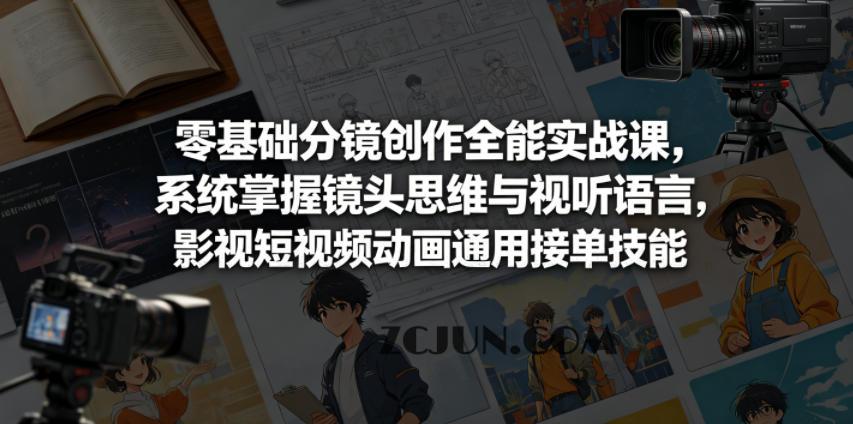零基础分镜创作全能实战课,系统掌握镜头思维与视听语言,影视短视频动画通用接单技能