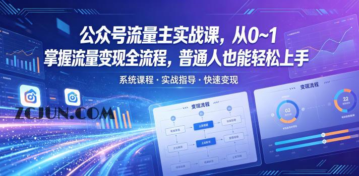 公众号流量主实战课,从0~1掌握流量变现全流程,普通人也能轻松上手