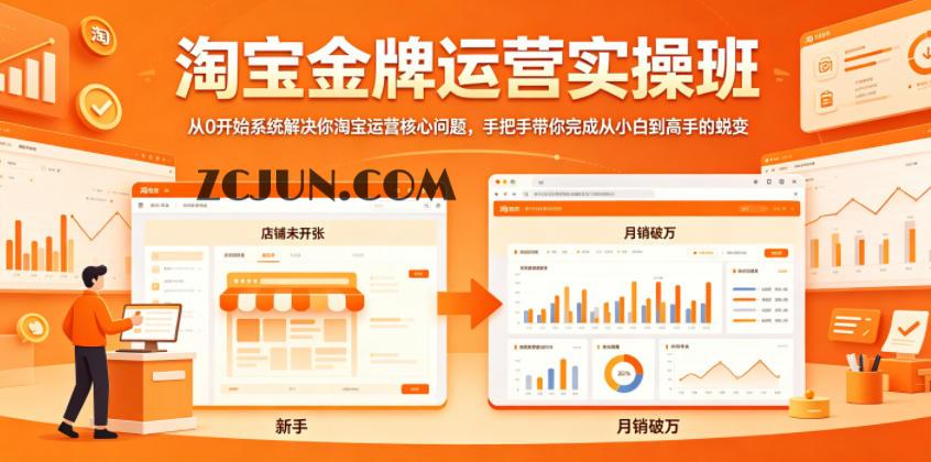 淘宝金牌运营实操班,从0开始系统解决你淘宝运营核心问题,手把手带你完成从小白到高手的蜕变
