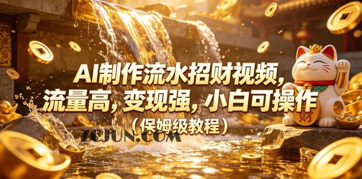 AI制作流水招财视频,流量高,变现强,小白可操作(保姆级教程)