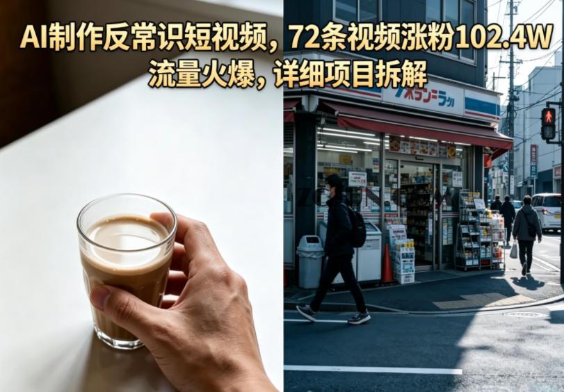 AI制作反常识短视频,72条视频涨粉102.4W,流量火爆,详细项目拆解