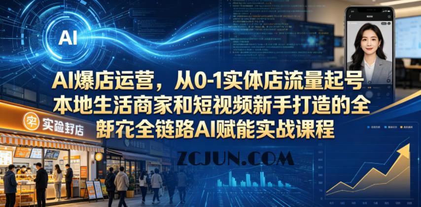 AI爆店运营,从0-1实体店流量起号,本地生活商家和短视频新手打造的全链路AI赋能实战课程