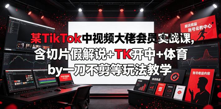 某TikTok中视频大佬会员实战课,含切片假解说+TK开中+体育by一刀不剪等玩法教学