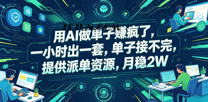 用AI做单子賺疯了,一小时出一套,单子接不完,提供派单资源,月稳2W