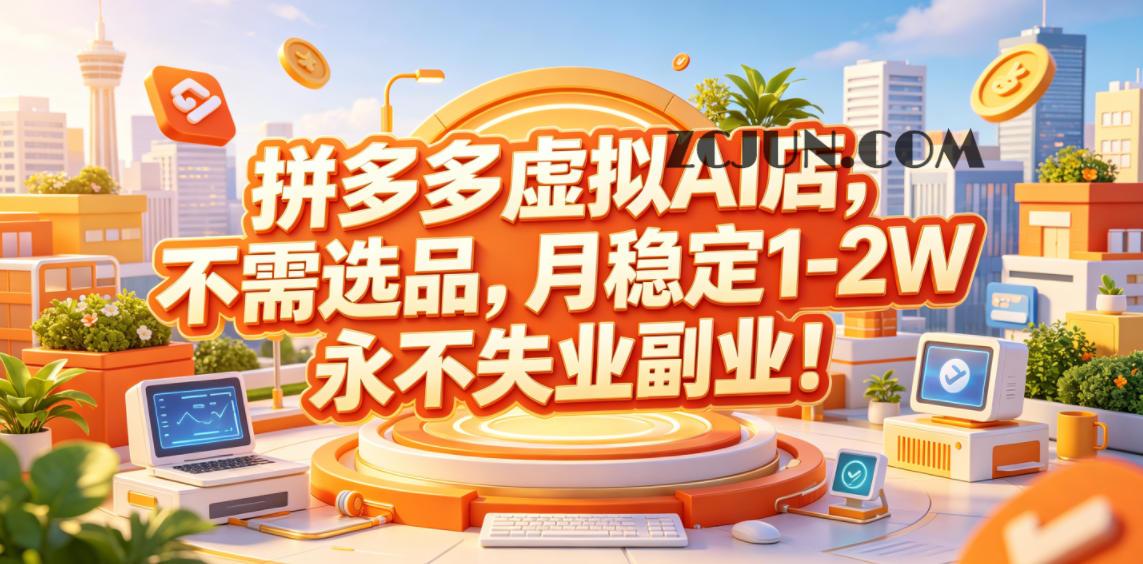 拼多多虚拟AI店,不需选品,月稳定1-2W,永不失业副业