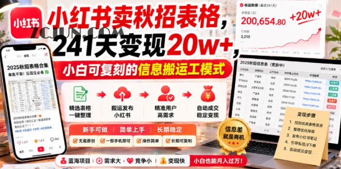 小红书卖秋招表格,241天变现20w+,小白可复刻的信息搬运工模式