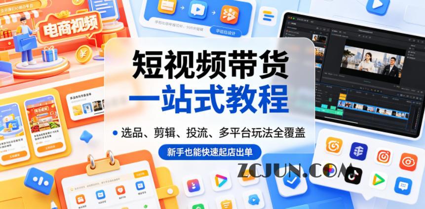 短视频带货一站式教程,选品、剪辑、投流、多平台玩法全覆盖,新手也能快速起店出单