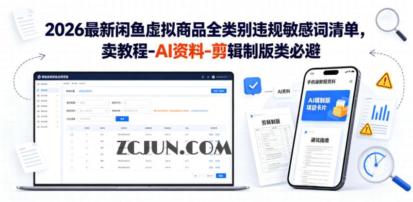 2026最新闲鱼虚拟商品全类别违规敏感词清单,卖教程-AI资料-剪辑制版类必避【文档】
