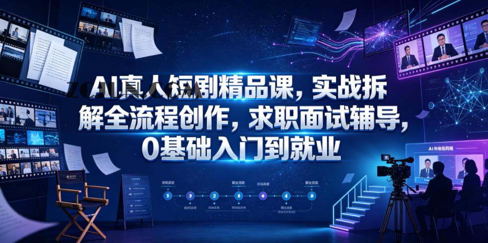 AI真人短剧精品课,实战拆解全流程创作,求职面试辅导,0基础入门到就业