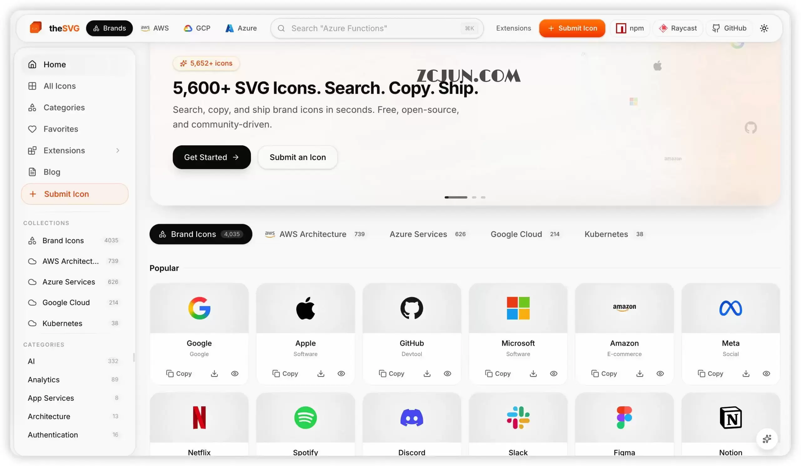 TheSVG(矢量图标库):一个提供 5500+ 高质量免费矢量图标的资源库。支持 SVG/PNG 格式,专为网页开发、UI 设计及商业报告打造