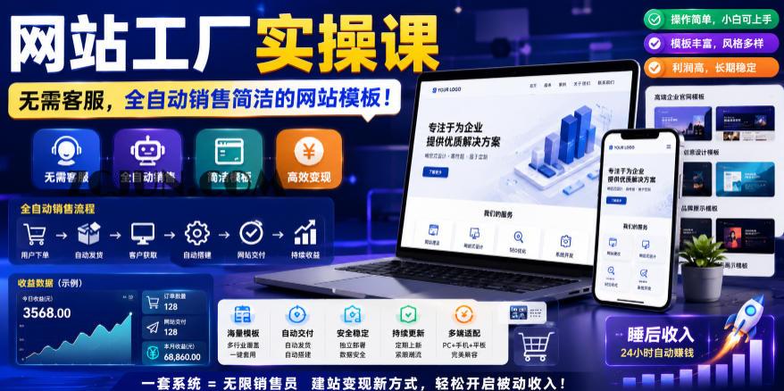 网站工厂实操课,无需客服,网站模板自动赚钱!【原创双语字幕】