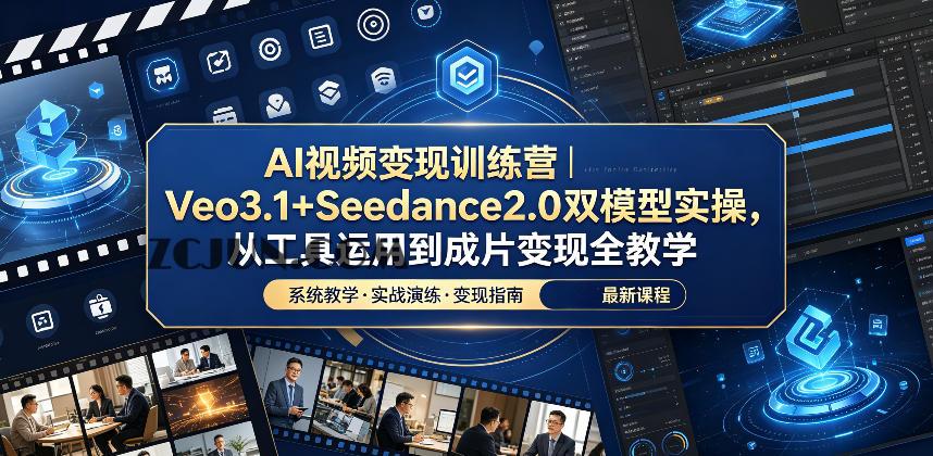 AI视频变现训练营|Veo3.1+Seedance2.0双模型实操,从工具运用到成片变现全教学