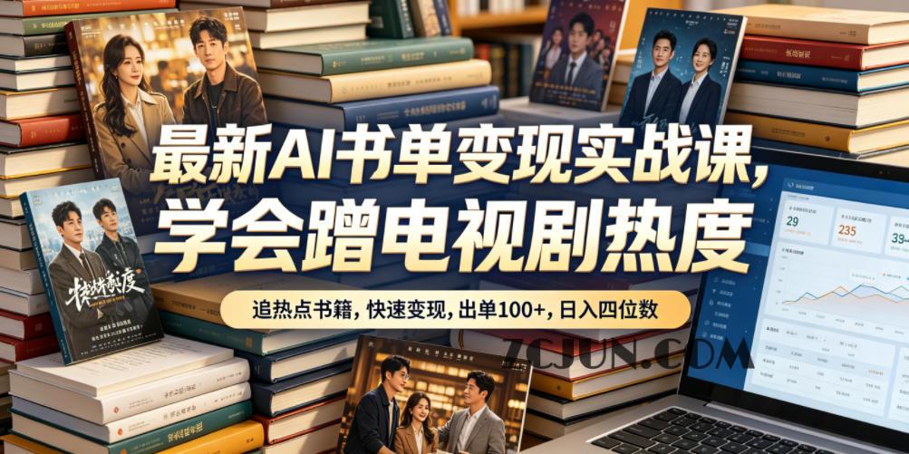 最新AI书单变现实战课,学会蹭电视剧热度,追热点书籍,快速变现,出单100+,日入四位数
