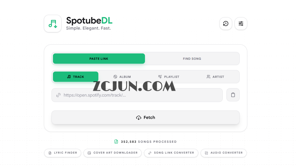 SpotubeDL - 在线 Spotify 音乐下载工具,粘贴 Spotify 歌曲链接,然后网站会自动在 YouTube Music 上找到最匹配的版本并提供下载