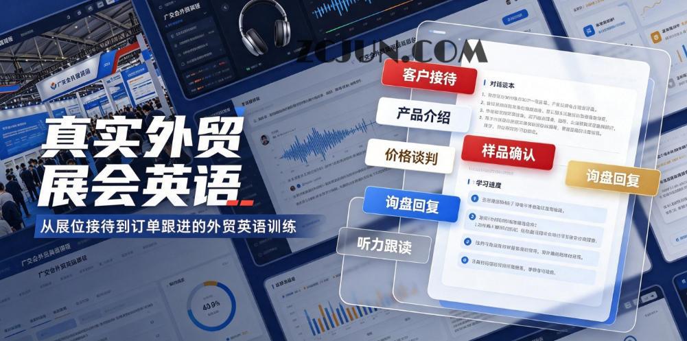 真实外贸展会英语,广交会外贸口语听力突击课程【音频】