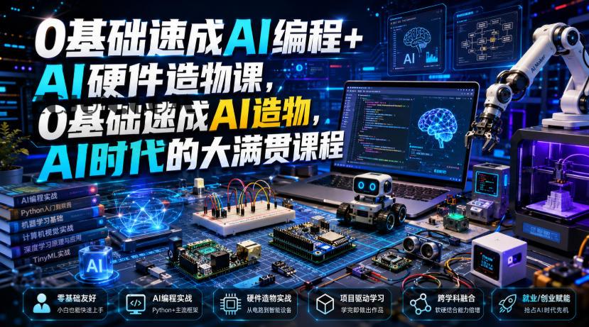 0基础速成AI编程+AI硬件造物课,0基础速成AI造物,AI时代的大满贯课程