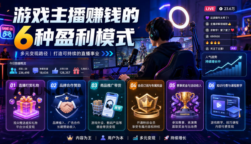 付费文章:游戏主播賺钱的6种盈利模式