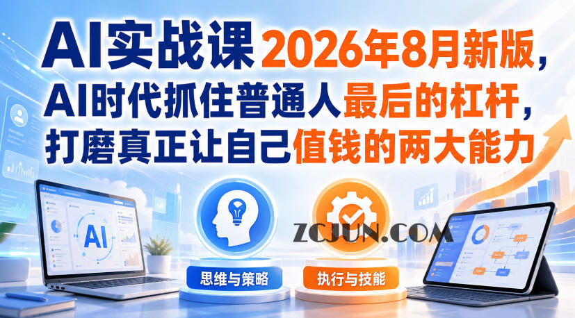 AI实战课2026年8月新版,AI时代抓住普通人最后的杠杆,打磨真正让自己值钱的两大能力