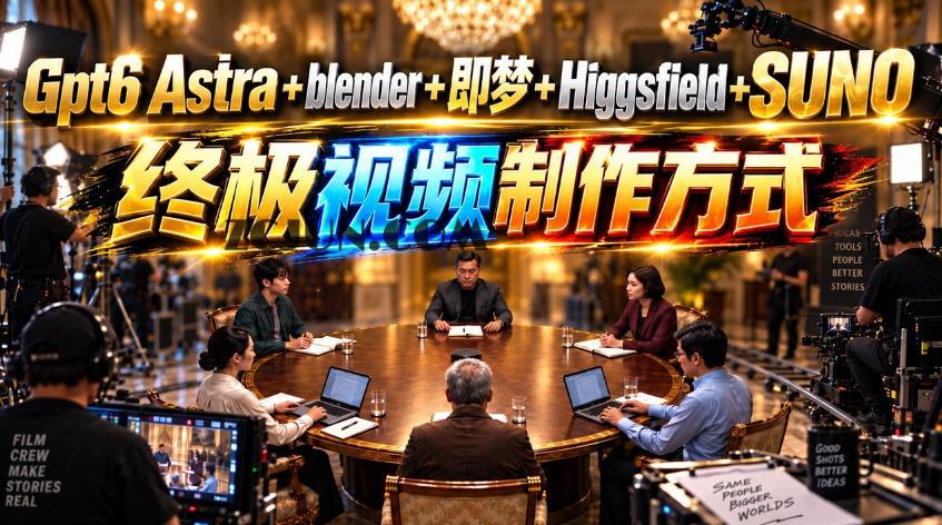 GPT-6 Astra+Blender+即梦+Higgsfield+Suno=终极视频制作方式!