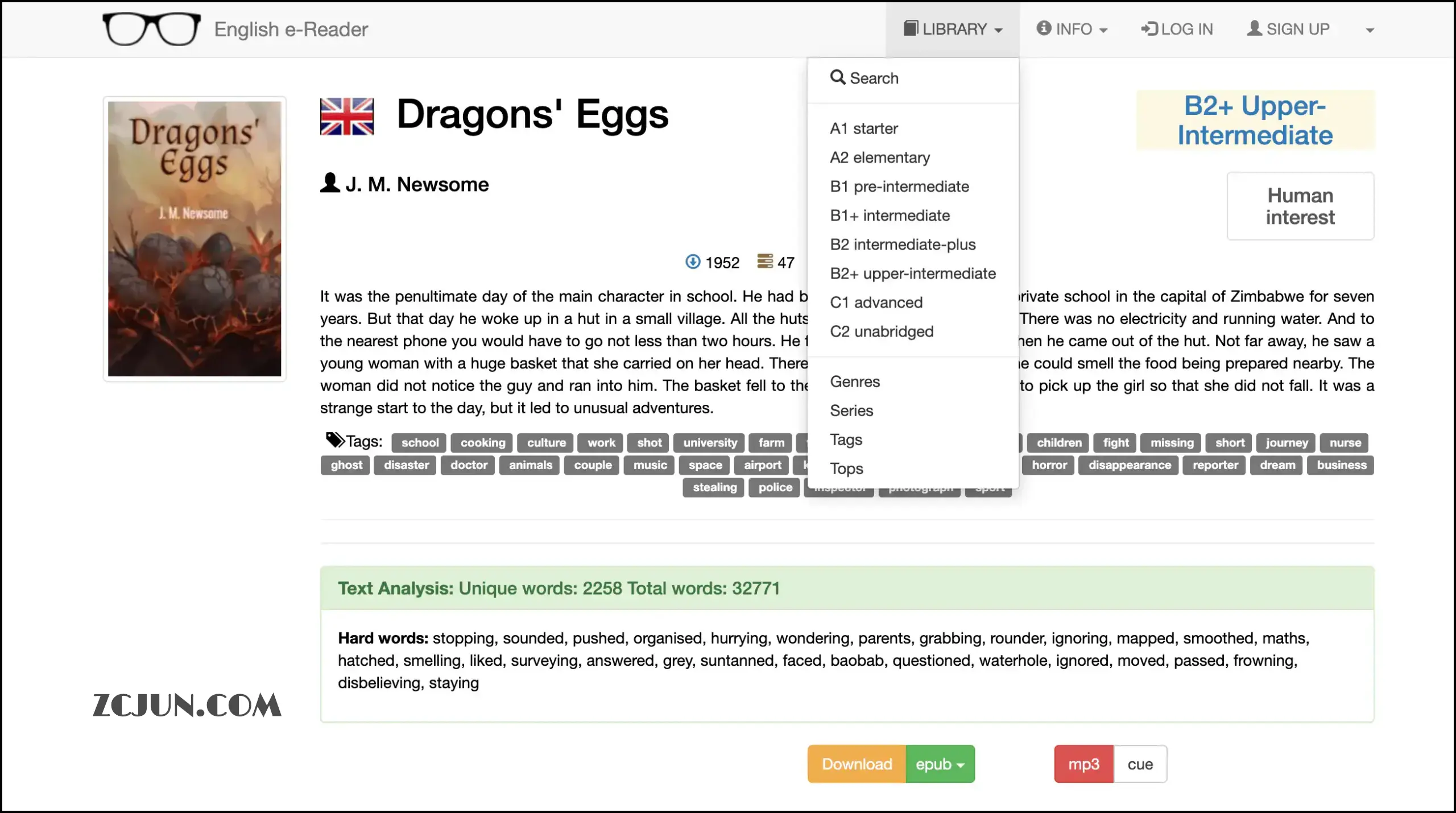 English e-Reader：免费的英语分级读物电子书下载网站，支持多种格式下载和读书配音下载